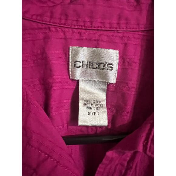 Chico’s | Fuchsia Long Sleeve Button Down Shirt - Picture 5 of 7